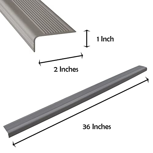 Rubber Bond Stair Edge Protector (Pack of 5) 36x2x1 inch Anti-Slip Stair Corner Trim Rubber Strips - Waterproof Self-Adhesive Staircases for Outdoor & Indoor Uses | Protect Kids & Pets - Grey