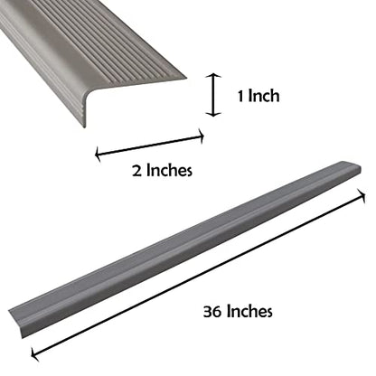 Rubber Bond Stair Edge Protector (Pack of 5) 36x2x1 inch Anti-Slip Stair Corner Trim Rubber Strips - Waterproof Self-Adhesive Staircases for Outdoor & Indoor Uses | Protect Kids & Pets - Grey