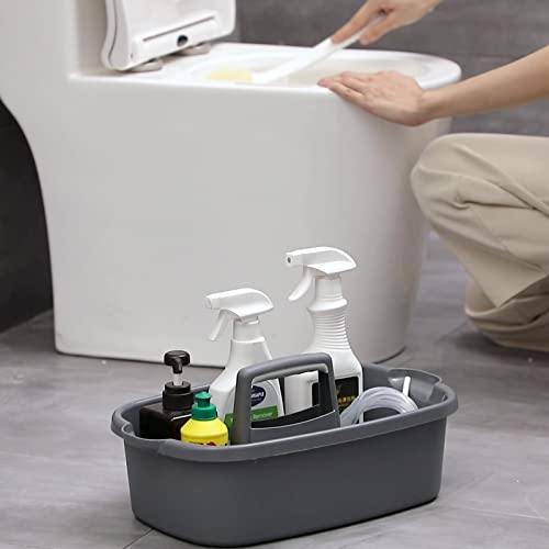 Large Cleaning Supplies Caddy Portable Shower Caddy Basket Dark Gray | Sturdy Supply Organizer with Handle Plastic Bucket Tool Storage for Bathroom Bedroom Kitchen Garden College Dorm Essentials