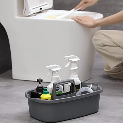 Large Cleaning Supplies Caddy Portable Shower Caddy Basket Dark Gray | Sturdy Supply Organizer with Handle Plastic Bucket Tool Storage for Bathroom Bedroom Kitchen Garden College Dorm Essentials
