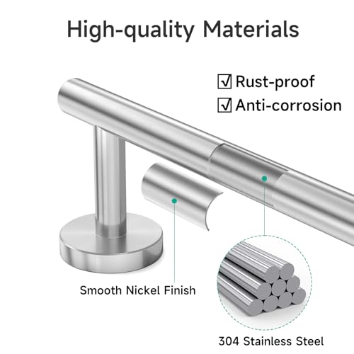 Brushed Nickel Towel Bar, 24-Inch Towel Racks for Bathroom | Thicken SUS304 Stainless Steel Towel Rod, Towel Holder Wall-Mounted, Modern Home Decor (Total Length 26-Inch)