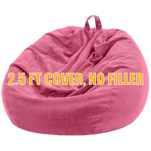2.5 ft Bean Bag Chair Cover,Dusty Rose,200 L | No Filler Washable Stuffed Animal Storage Beanbag Chair Cover 74" Extra Large Opening Premium Corduroy Bean Bag Cover
