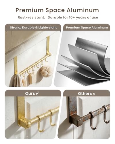BOF Heavy Duty Over The Door Hooks, Moving 6 Door Hooks for Hanging, Over the Door Hanger Organizer for Bathroom | heavy duty door hanger hook, adjustable over the door hanger, overhead door hangers,thin over the door hooks
