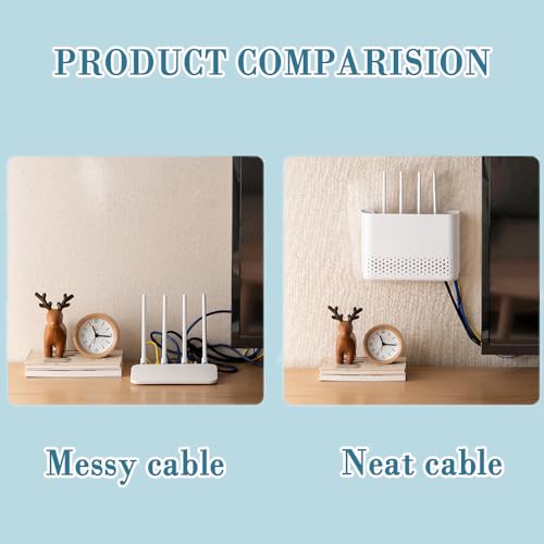 WiFi Router Storage Box Wall Mounted, Heat Dissipation Cable Organizer | Durable ABS, Heat Dissipation Vents, Cable Concealment, No-Drill Install, Space-Saving, Fits Routers & Modems Home Office