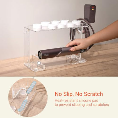 Hair Tool Holder for Dyson Airwrap, Acrylic Double-Layer Storage Holder, Hair Dryer Stand Wall Mounted or Desktop, Shark Hair Dryer Holder for Dyson & Shark Attachments, Transparent CHOCHOYAH