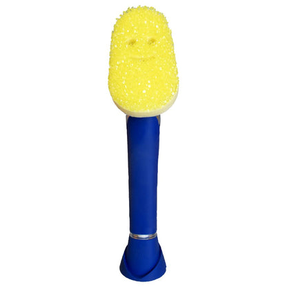 Dish Wand Scrubbing Brush with Handle, Soap Dispen... (Blue | Synthetic)