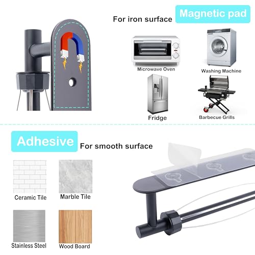 Magnetic Paper Towel Holder, One Hand Operable Pap... (Black)