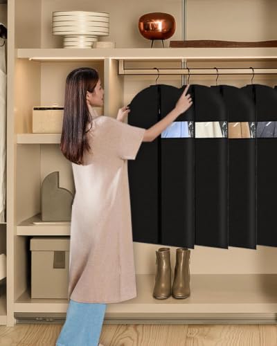 Garment Bags Suit Bags 24 x 43 Inch, 9 Packs Garment Covers for Hanging Clothes on Closet or Travel, PEVA (70GSM) Suit Covers for Storage Suits, T-shirts and Jackets