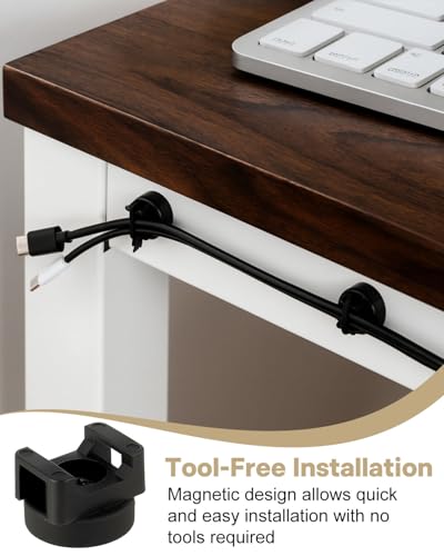 Magnetic Cable Clips Zip Tie Mount Base | 20 Pcs 20mm Magnetic Wire Cable Holders with 100 Pcs Heavy Duty Zip, Multipurpose Cable Ties Management Base for Wire