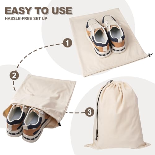 5 Pack Shoe Bags for Travel, Washable Dust Bags Drawstring Travel Shoe Bag | 17.7" x 13.8" Dustproof Travel Shoe Bag for Packing, Reusable Storage Bags with Drawstring Closure for Handbags Shoes Toys