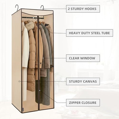 STORAGE MANIAC 57'' Garment Bags for Hanging Clothes, Hanging Garment Storage Bag with Sealed Clear Window, Long Garment Cover for Storage Dresses,Suits, 2-Pack