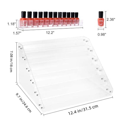 BTremary Clear Nail Polish Paint Organizer Holder Rack Shelf 6 Tier Acrylic Tattoo Ink Essential Oil Display Stand Holds Up to 48-96 Bottles for Table (Fit 1-2oz Bottles)