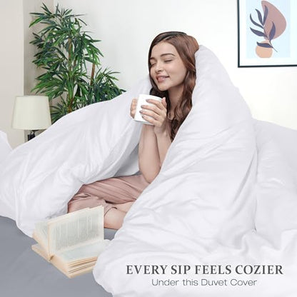 Duvet Cover Queen, 3 Piece Cotton Like Polyester With Zipper Closure, White | Extra Soft and Breathable, Wrinkle & Fade Resistant, Includes Duvet Cover and 2 Pillow Shams, Comforter Not Included, OekoTex