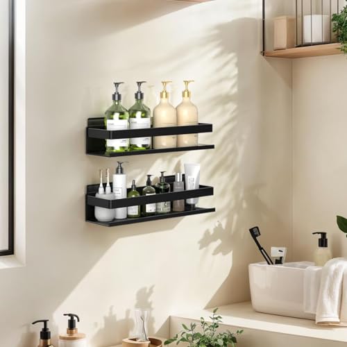 Aluminum Shower Caddy 2-Layers (11.8in) No Drill Shower Shelves | Bathroom Shower Shelf Rust-proof , No Drilling Required, Suitable for Bathroom Storage and Home Decoration