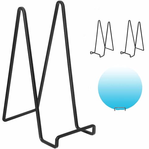 4 Pack 10 Inch Large Display Stands Square Plate H... (Black | Metal)