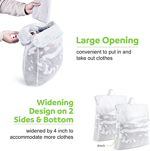 Large Mesh Laundry Bags 24x32 inch Hanging Delicat... (2 Count | White | Polyester)
