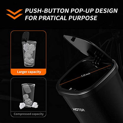 HOTOR Car Trash Can with Lid, 30 Trash Bags, Black, 2-Pack | Multipurpose Car Trash Cup and Garbage Can for Car, Office & Home, Suitable for Various Daily Storage and Disposal Needs
