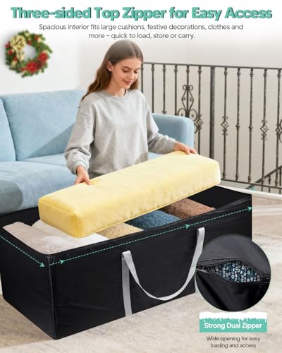 Uranshin Outdoor Patio Cushion Storage Bag with Zippers & Handles | Extra Large 177 Gallon Heavy Duty Large Storage Bags for Cushions, Pillows, Blankets Storage