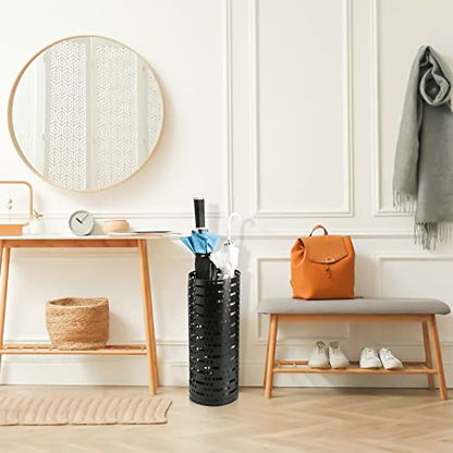 Metal Round Umbrella Stand Rack, 16.5 x 6 Inch Free Standing Umbrella Holder for Canes Walking Sticks for Entryway, Home, Office Decor