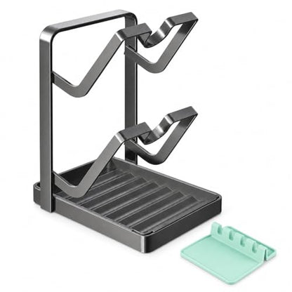 2-Tier Pot Lid Holder for Countertop, Pot and Pan... (gray | Carbon Steel)