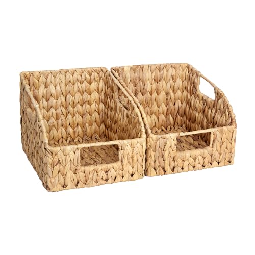 Pantry Baskets for Organizing, Wicker Basket with... (Water Hyacinth)