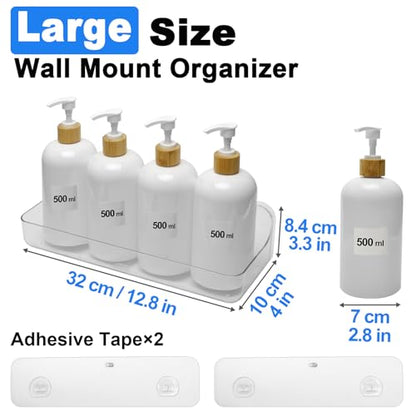 Acrylic Wall Mounted Shower Caddy, Large, Adhesive Bathroom Shelves | 4D" x 12.8"W x 3.3"H, No Drilling Acrylic Shelf, Adhesive Shelf, Bathroom Shelves with Adhesives for Bathroom, Kitchen