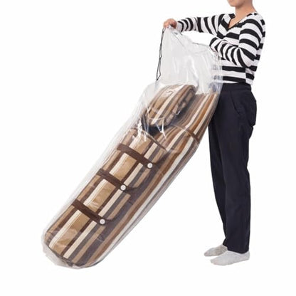 2 PCs/pack Drawstring Plastic Dust Cover Bags,Transparent Storage Bags with multi-purpose for Home Organization, suitable for luggage, blanket, big doll, duvet and reusable (Golf Bag & Mattress Bag)