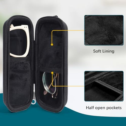 Double Eyeglasses Case Hard Shell Dual Sunglasses Organizer with Zipper Closure Travel Eyewear Storage for Vehicle