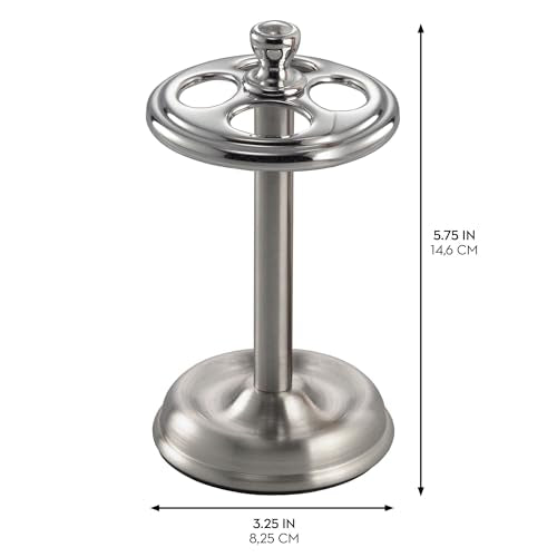 iDesign Steel Divided Toothbrush Holder Stand, 3.25" x 3.25" x 5.75" | Four Divided Compartments, Brushed Nickel & Polished Chrome