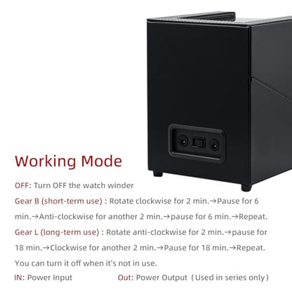 Mcbazel Watch Winder for Automatic Watches, Double Automatic Watch Winder Box with Quiet Japan-made Motor, Automatic Watch Display Storage Rotation Wristwatch Box with 2 Slots (Black PU Leather)