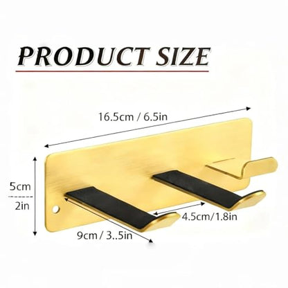 Hair Dryer Holder Wall Mount, Universal No-Drill Stainless Steel Organizer with 3M Adhesive & Screws, Space Saving Blow Dryer Hanger for Bathroom Bedroom Salon RV (Gold)