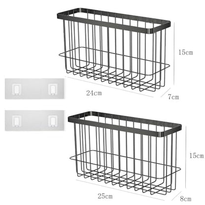2 Piece Kitchen Cabinet Door Storage Box,Self Adhesive Wall Mounted Storage Boxes,Wardrobe/Bathroom/Refrigerator Small Items Organizer Storage Box (Black)