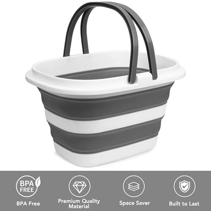 Large Collapsible Mop Bucket, 16L(4.2 Gallon) Plastic Bucket for House Cleaning, Car Washing, Silicone Cleaning Supplier Organizer, Portable Basket with Handle for Laundry Storage, RV Camping, Fishing