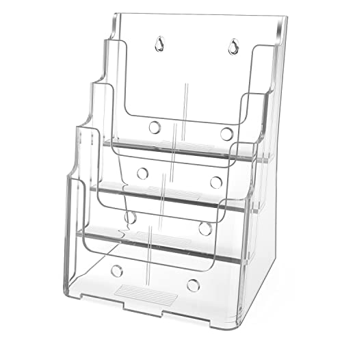 4 Tier Brochure Holder, 8.5 x 11, Removable Divide... (clear)