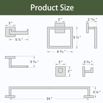 10-Pieces Matte Black Bathroom Accessories, 24 Inch Bathroom Hardware Set | SUS304 Stainless Steel Bath Towel Bar Set, Towel Racks for Bathroom Wall Mounted