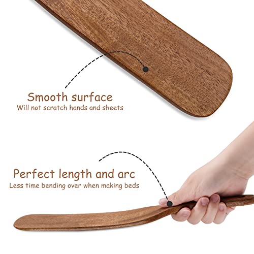 NiHome Teak Wood Mattress Lifter & Bed Sheet Tucker, Bed Making Tool, 2PCS | Durable Unbreakable Grip, Smooth Surface Protects Sheets, Relieves Bending & Back Pain, Ideal for Seniors, Women & Arthritis