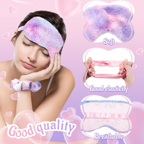 Wavwavw 24 Pcs Sleepover Supplies for Women Spa Headband Plush Eye Mask Bow Makeup Headbands Storage Bags Pajama Party Favors for Birthday Spa Bachelorette Party