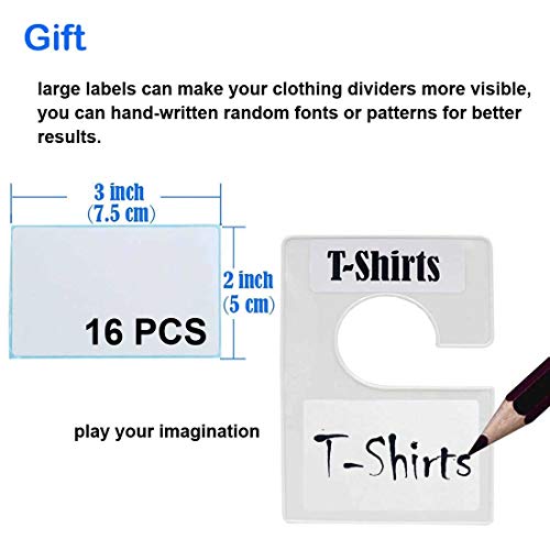 DMLNN 10 Pack White Clothing Rack Size Dividers Plus 60 Labels (1 Inch) and 16 Large Blank Labels, Large Rectangular Clothing Closet dividers (Pearl White)