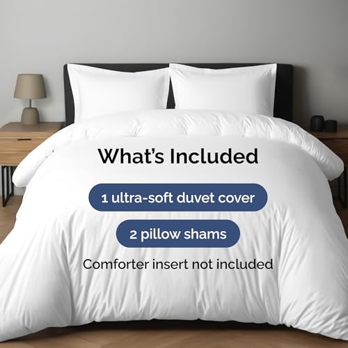 Duvet Cover Queen Size - Extra Soft 3 Piece Set with Zipper Closure - White | Extra Soft Queen Duvet Cover 90" x 90" with 2 Pillow Shams, Hotel Luxury w/ Zipper Closures & Ties, Comfy & Breathable, Comfy