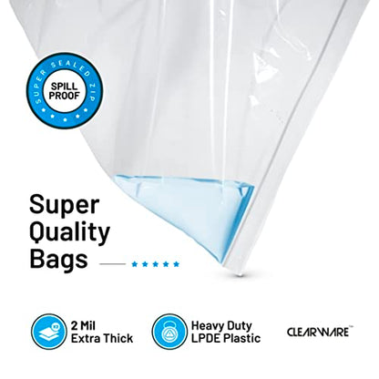 12 Count - Large Plastic Bags With Zipper Top, 20 Gallon Size 24" x 32", Extra Large Storage Bags, For Clothes, Travel, Moving, BPA-Free, Heavy Duty 3-Mil Thick