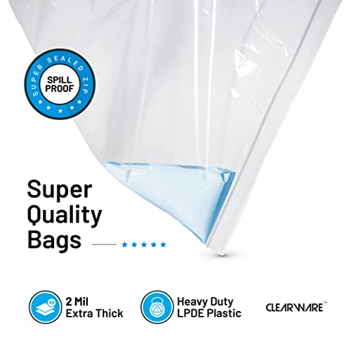 12 Large Storage Bags With Zipper Top - 5 Gallon Bags 18" x 24", Extra Large Plastic for Clothes, Travel, Moving, Large Reusable freezer bags, BPA-Free, 2-mil Thick