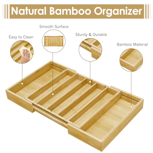 Bamboo K Cup Holder, Compatible with Nespresso Vertuo Capsules | 25-45 K Cup Drawer Organizer, Expandable K Pods Storage Tea bag organizer for Home Office and Kitchen