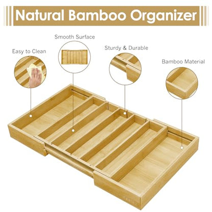 Bamboo K Cup Holder, Compatible with Nespresso Vertuo Capsules | 25-45 K Cup Drawer Organizer, Expandable K Pods Storage Tea bag organizer for Home Office and Kitchen