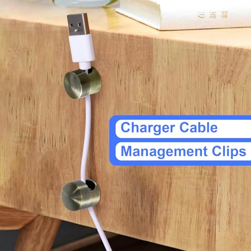 SmallCat 6Sets Charger Holders for Cords, Antique Copper Adhesive Cord Clip | Metal Cord Clips, Cable Anchor Holders, Adjustable Cable Management Wire Organizers for Desk, Office, Nightstand