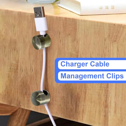 SmallCat 6Sets Charger Holders for Cords, Antique Copper Adhesive Cord Clip | Metal Cord Clips, Cable Anchor Holders, Adjustable Cable Management Wire Organizers for Desk, Office, Nightstand