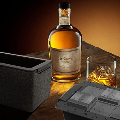 Upgrade 2 Inch Clear Ice Cube Tray Make 8 Large Square Crystal Ice Cube Maker for Cocktail, Whiskey & Bourbon Drinks, Gifts for Men