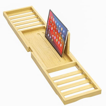 Bathtub Tray - Bath Tray Expandable - Bath Table Trays for Bathtub/Tub,Premium Bamboo Wooden, Fits Most Bath Tubs