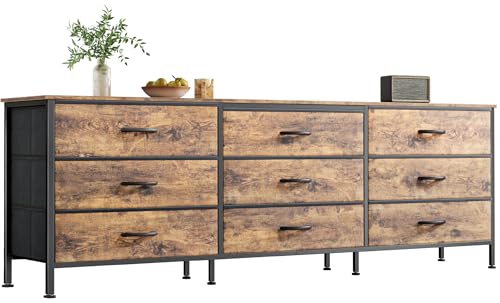63 Inch Dresser for Bedroom, Dresser for Closet wi... (Rustic Brown | Fabric)