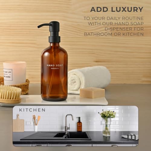 MaisoNovo Soap Dispenser 1-Piece Set | 16.9oz Amber Bottles with Black Plastic Pumps
