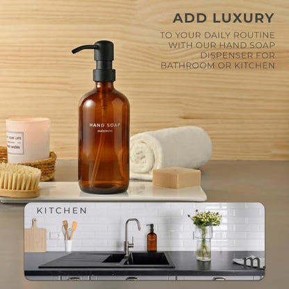 MaisoNovo Soap Dispenser 1-Piece Set | 16.9oz Amber Bottles with Black Plastic Pumps